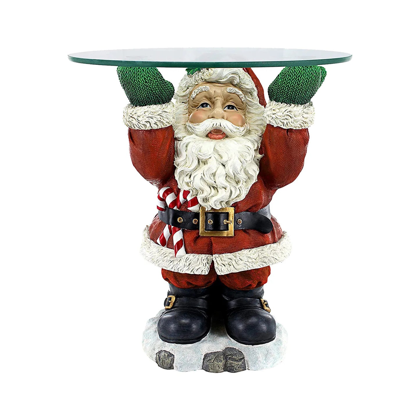 Resin Santa Claus Statues Holding Snack Tray Christmas Figurine with Treats Holder Cake Dessert Stand Fruit Plate for Xmas Party