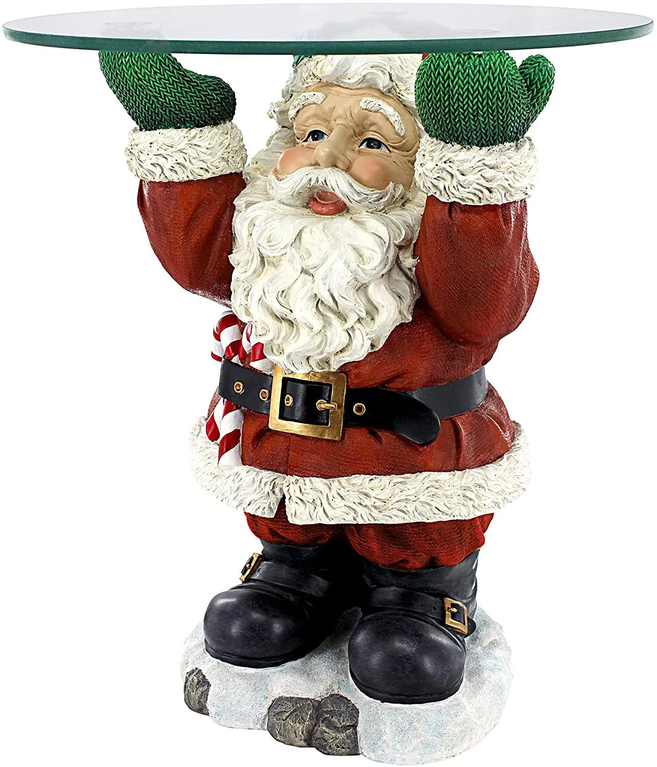 Resin Santa Claus Statues Holding Snack Tray Christmas Figurine with Treats Holder Cake Dessert Stand Fruit Plate for Xmas Party