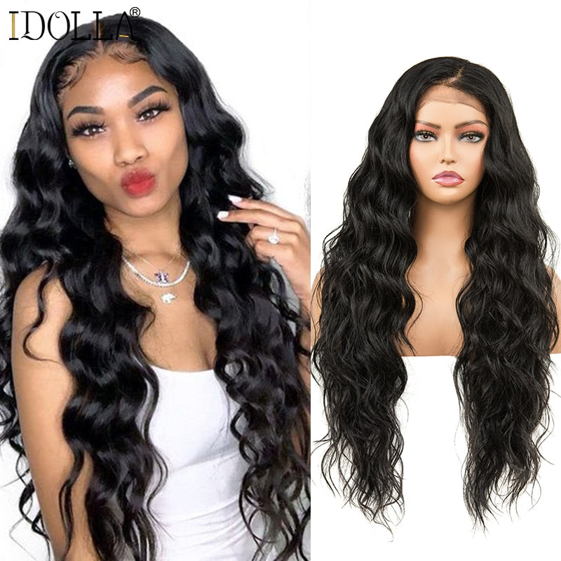 Deep Wave Lace Front Wig Kinky Curly Synthetic Wigs 13x4X1 Cosplay Party High Temperature Synthetic Wig For Woman