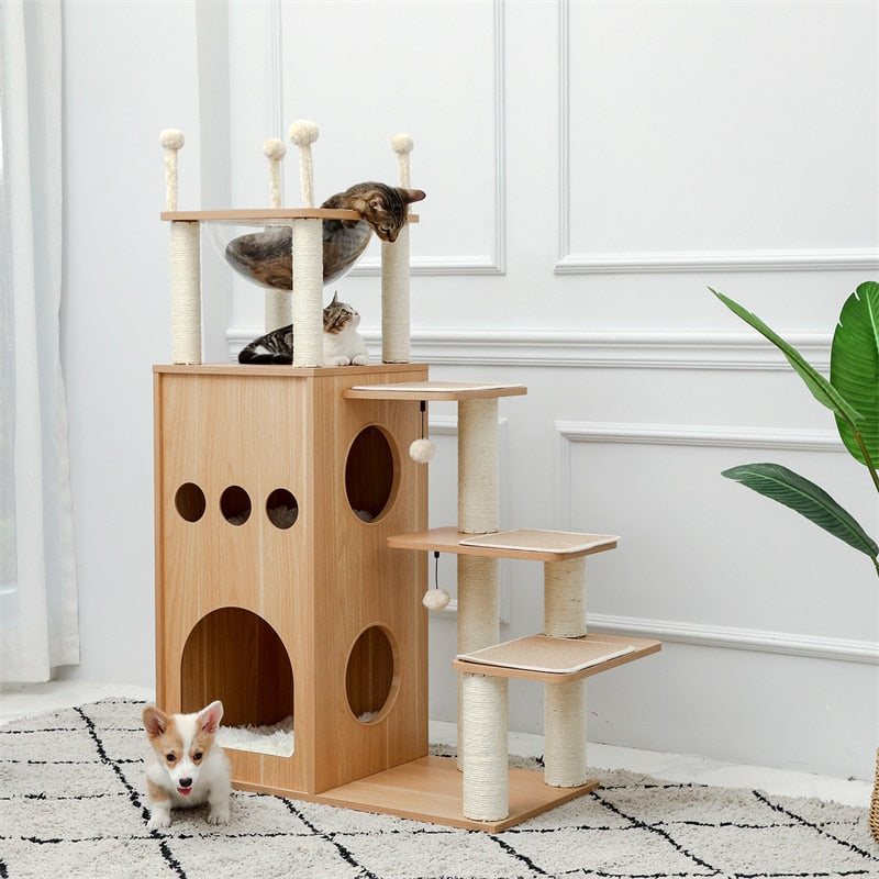 Rocket Styling Cat Tree Condo Scratching Post Multi-level Cat Towel Cozy Perches Climbing Tree Toys Activity Furniture Protector