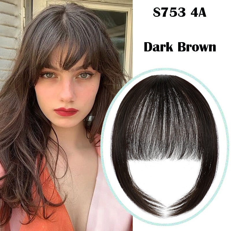 False Bangs Synthetic Hair Extension Fake Fringe Natural hair clip on bangs Light Brown wigs