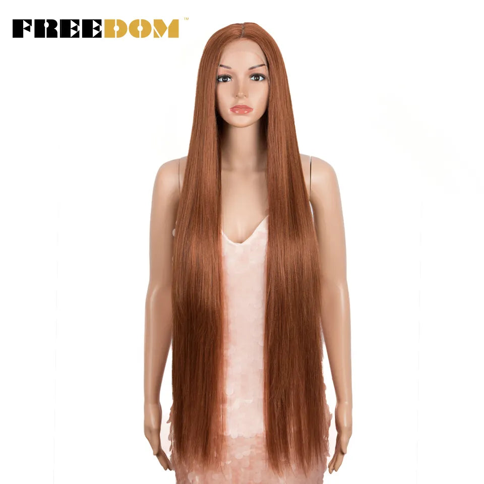 Synthetic Lace Wig 38 Inch Deep Part Long Straight Wig Ombre Pink Cosplay Wigs Synthetic Lace Front Wigs For Black Women