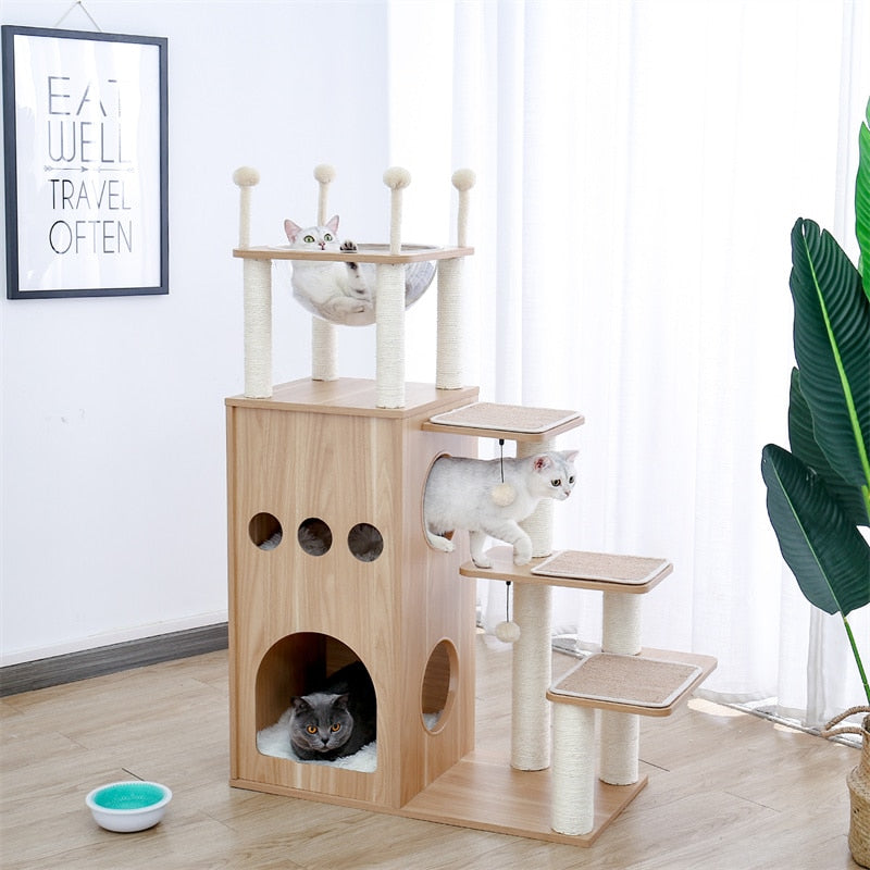 Rocket Styling Cat Tree Condo Scratching Post Multi-level Cat Towel Cozy Perches Climbing Tree Toys Activity Furniture Protector