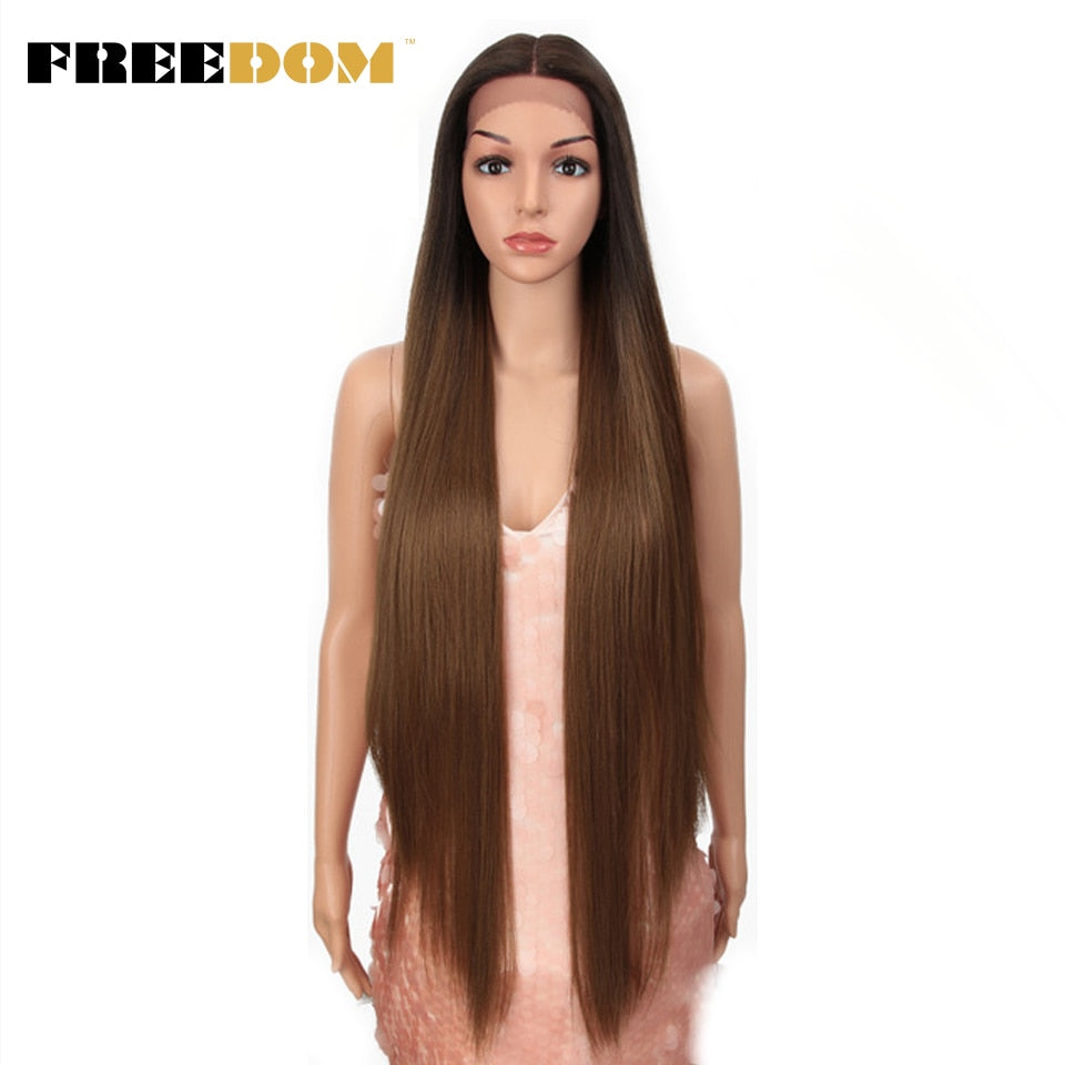 Synthetic Lace Wig 38 Inch Deep Part Long Straight Wig Ombre Pink Cosplay Wigs Synthetic Lace Front Wigs For Black Women