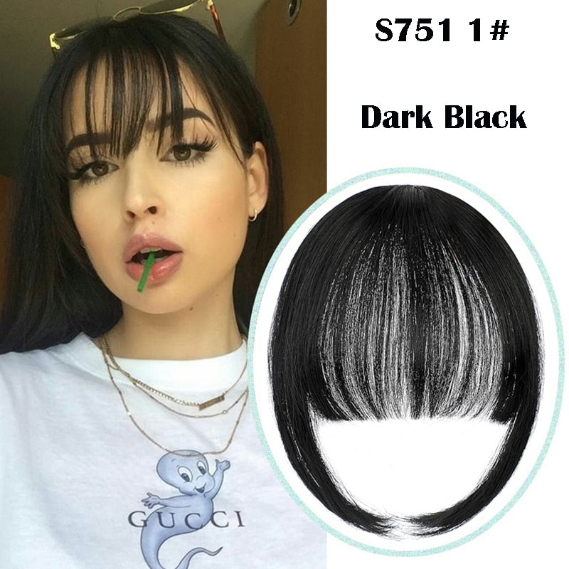 False Bangs Synthetic Hair Extension Fake Fringe Natural hair clip on bangs Light Brown wigs