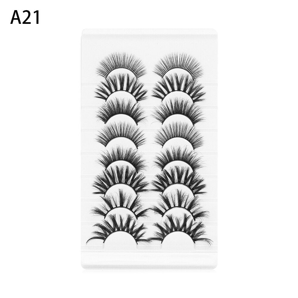 8 Pairs 3D Mink False Eyelashes Mixed Style 100% Mink Hair Wispies Criss-cross Fluffy Eyelashes Volume Handmade Cruelty-free