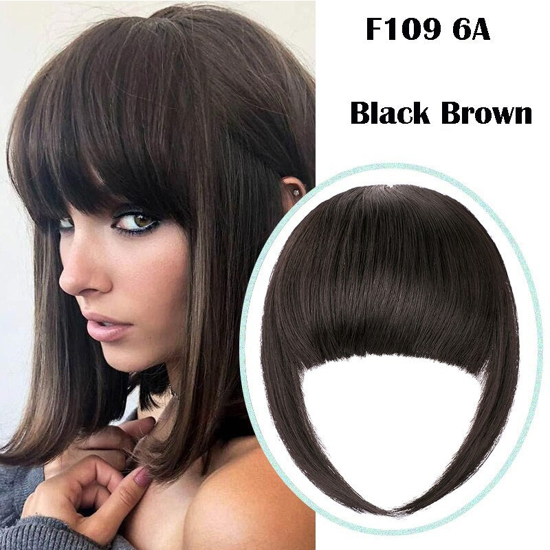 False Bangs Synthetic Hair Extension Fake Fringe Natural hair clip on bangs Light Brown wigs