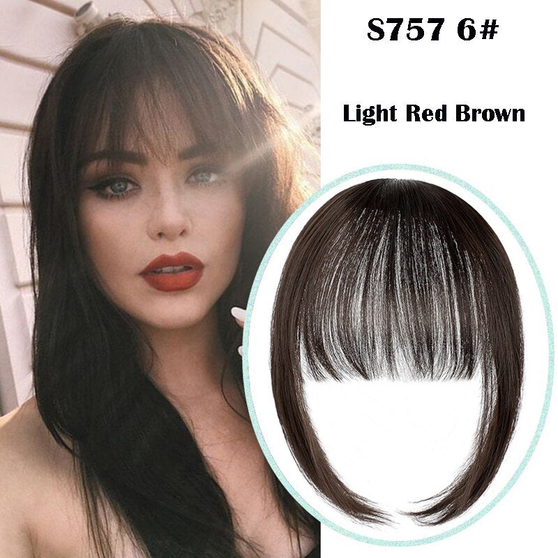 False Bangs Synthetic Hair Extension Fake Fringe Natural hair clip on bangs Light Brown wigs