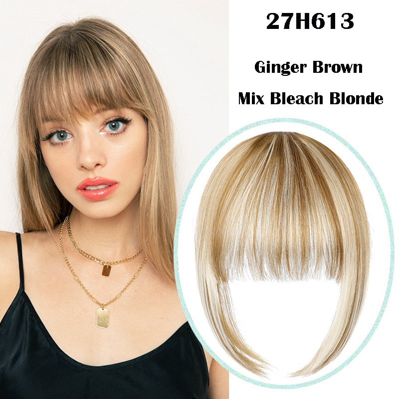 False Bangs Synthetic Hair Extension Fake Fringe Natural hair clip on bangs Light Brown wigs