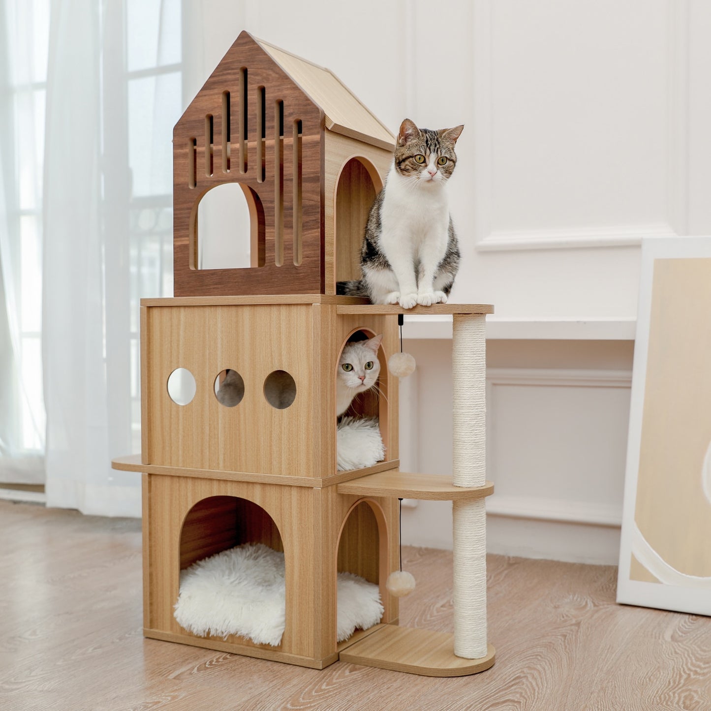 Rocket Styling Cat Tree Condo Scratching Post Multi-level Cat Towel Cozy Perches Climbing Tree Toys Activity Furniture Protector