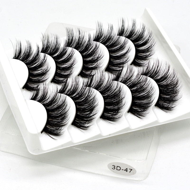 5/10 Pairs 3D Faux Mink Lashes Fluffy Soft Wispy Volume Natural long False Eyelashes Eye Lashes Reusable Eyelashs