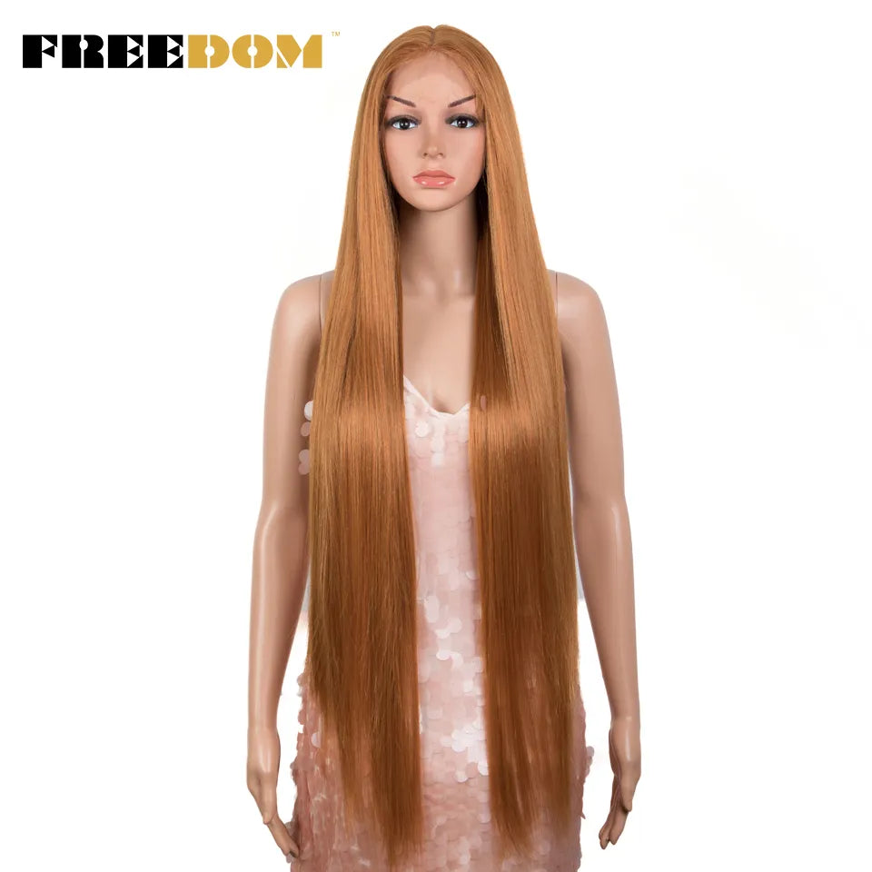 Synthetic Lace Wig 38 Inch Deep Part Long Straight Wig Ombre Pink Cosplay Wigs Synthetic Lace Front Wigs For Black Women