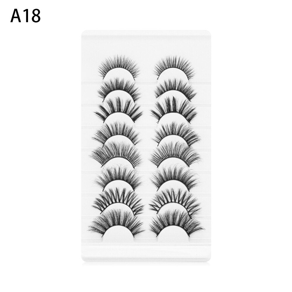 8 Pairs 3D Mink False Eyelashes Mixed Style 100% Mink Hair Wispies Criss-cross Fluffy Eyelashes Volume Handmade Cruelty-free