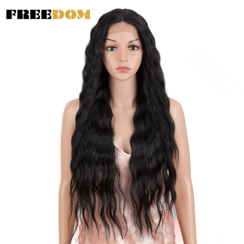 Synthetic Lace Wig Long Deep Wavy Ombre Blonde Ginger Lace Wigs For Black Women Heat Resistant Cosplay Wigs