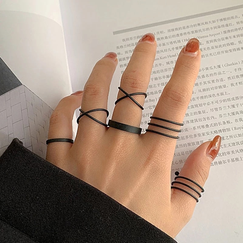 Minimalist Irregular Silver Color Rings For Women Fashion Creative Hollow Irregular Geometric Open Rings Party Jewelry Gifts