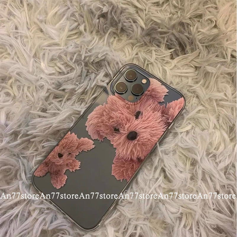 Korean ins Cute Dog Phone Case For iPhone 11 12 13 Pro Max X XR XS Max 7 8 Plus SE Clear Silicone Soft TPU Cover ins