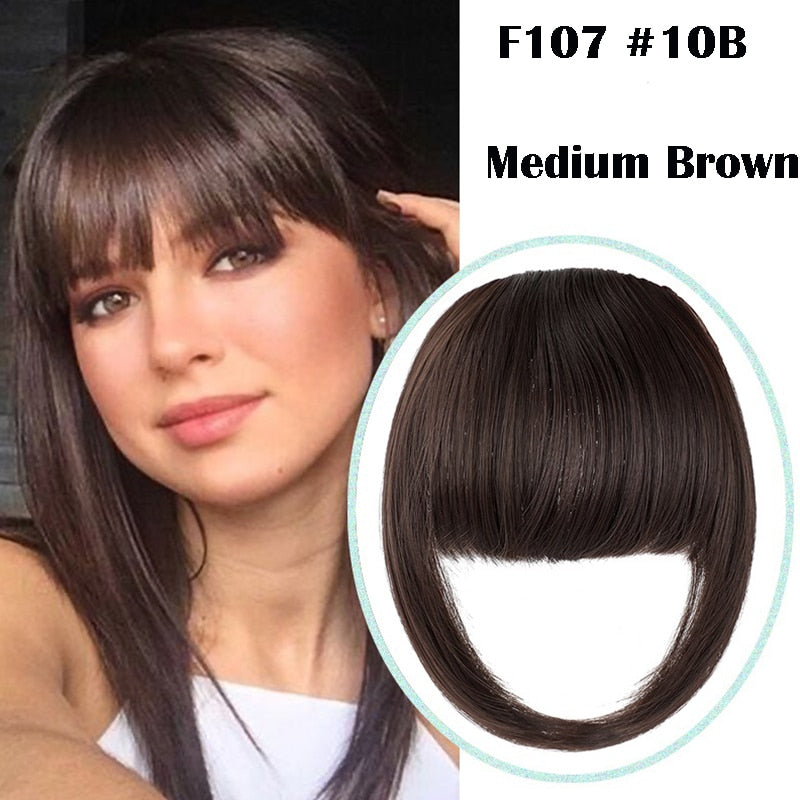 False Bangs Synthetic Hair Extension Fake Fringe Natural hair clip on bangs Light Brown wigs