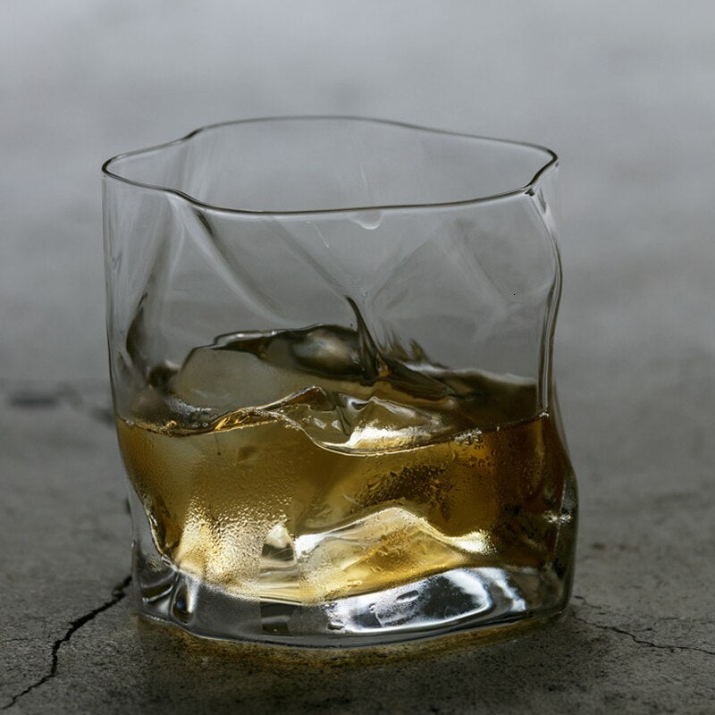 Japanese Edo Designer Crumple Paper Irregular Shape Crystal Faceted Der Whiskybecher Whisky Rock Glass Artwork Wine Cup