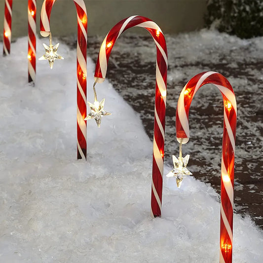 8pcs Outdoor Christmas Decorations Solar Candy Cane Lights Waterproof LED Garden Pathway Lawn Light Xmas New Year's Decor