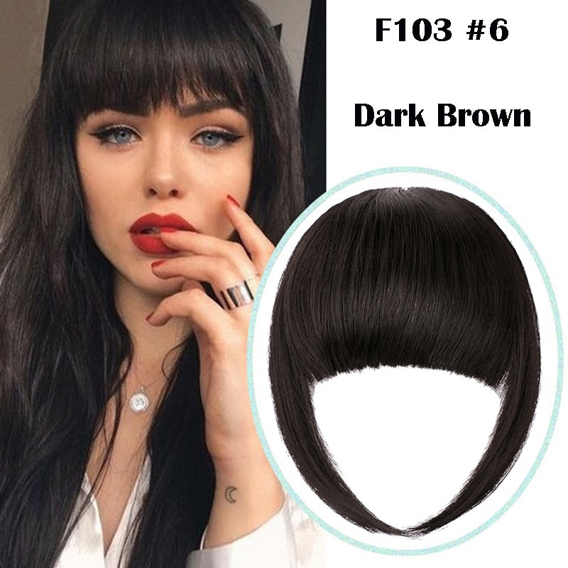 False Bangs Synthetic Hair Extension Fake Fringe Natural hair clip on bangs Light Brown wigs