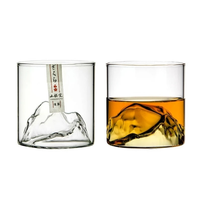 Japan 3D Mountain Whiskey Glass Glacier Old Fashioned Whisky Rock Glasses Whiskey-glass Wooden Box Vodka Cup Wine Tumbler