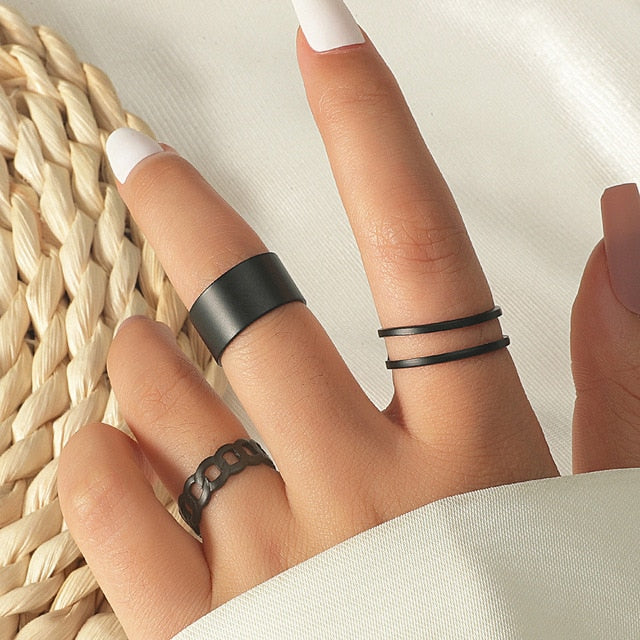 Minimalist Irregular Silver Color Rings For Women Fashion Creative Hollow Irregular Geometric Open Rings Party Jewelry Gifts