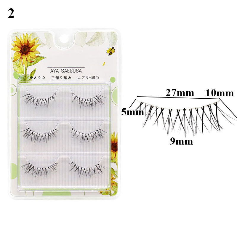 3pairs Mink Eyelashes Invisible Band Lash Extension Natural False Eyelashes Cross Cluster Fairy 3D Faux