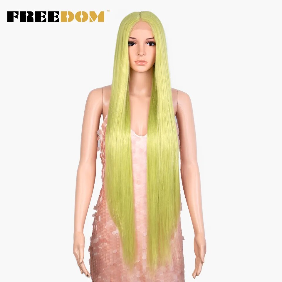 Synthetic Lace Wig 38 Inch Deep Part Long Straight Wig Ombre Pink Cosplay Wigs Synthetic Lace Front Wigs For Black Women