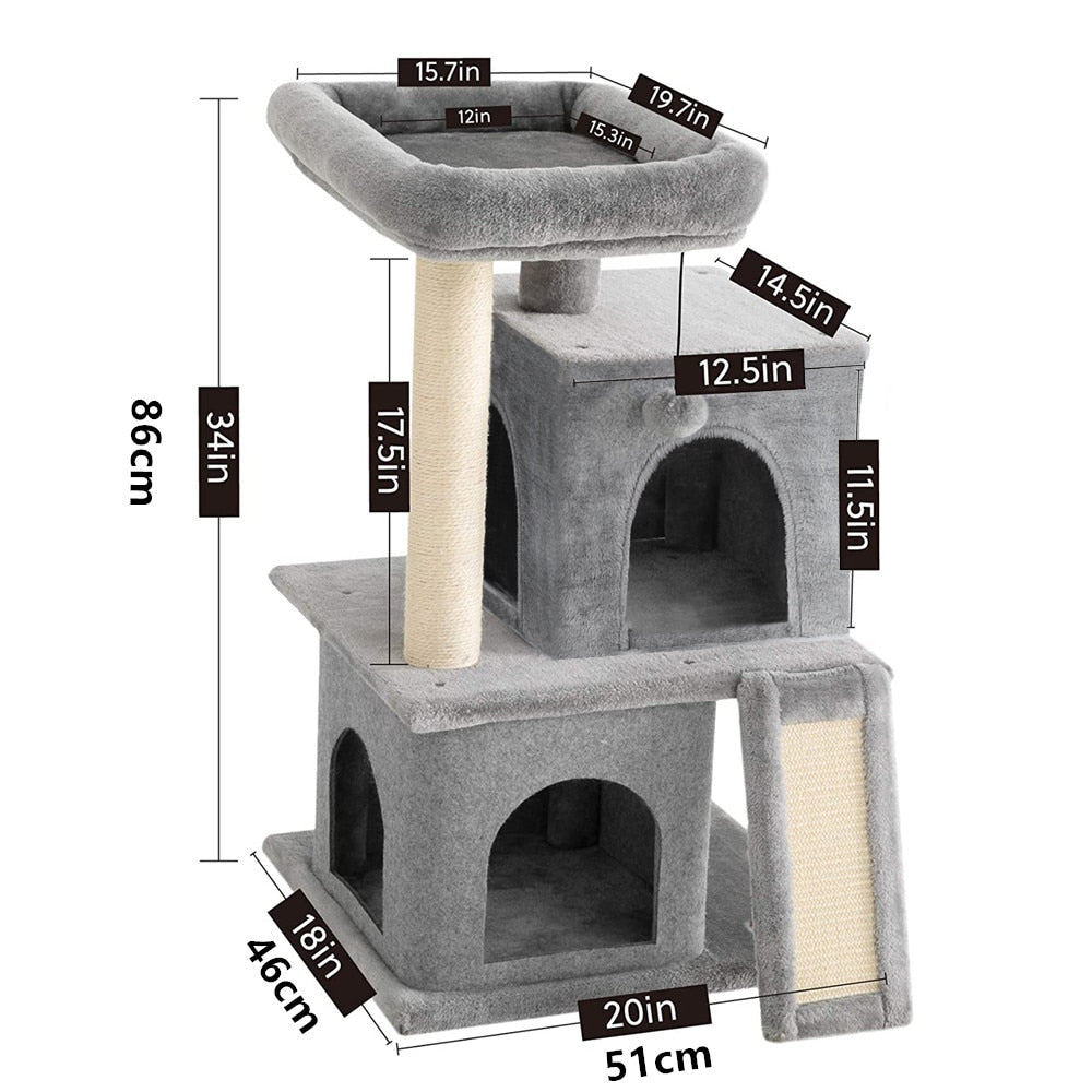 Rocket Styling Cat Tree Condo Scratching Post Multi-level Cat Towel Cozy Perches Climbing Tree Toys Activity Furniture Protector