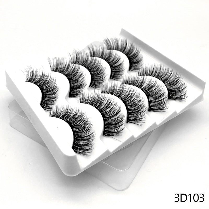 5/10 Pairs 3D Faux Mink Lashes Fluffy Soft Wispy Volume Natural long False Eyelashes Eye Lashes Reusable Eyelashs