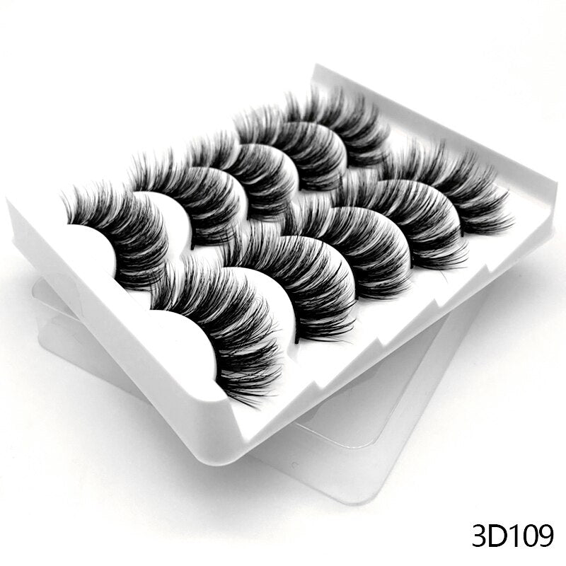 5/10 Pairs 3D Faux Mink Lashes Fluffy Soft Wispy Volume Natural long False Eyelashes Eye Lashes Reusable Eyelashs