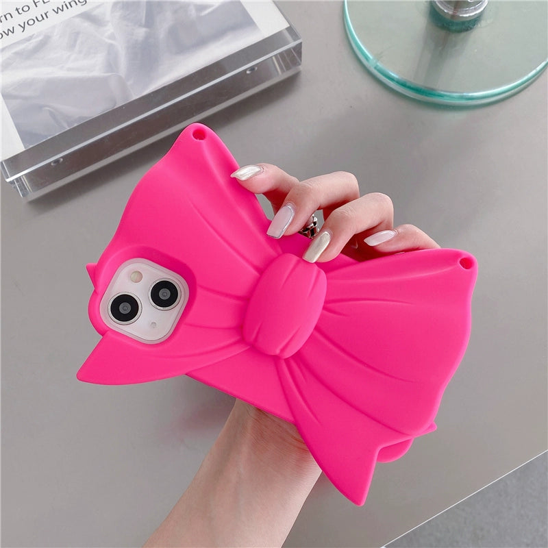 IG Sexy Style Barbie Pink Bow for Apple 14 Phone Case 13promax Iphone11 Silicone Case Iphone12promax Japanese and Korean 14pro Creative Drop-Resistant