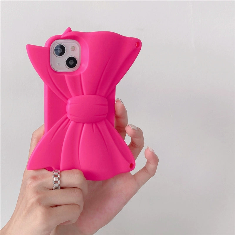 IG Sexy Style Barbie Pink Bow for Apple 14 Phone Case 13promax Iphone11 Silicone Case Iphone12promax Japanese and Korean 14pro Creative Drop-Resistant