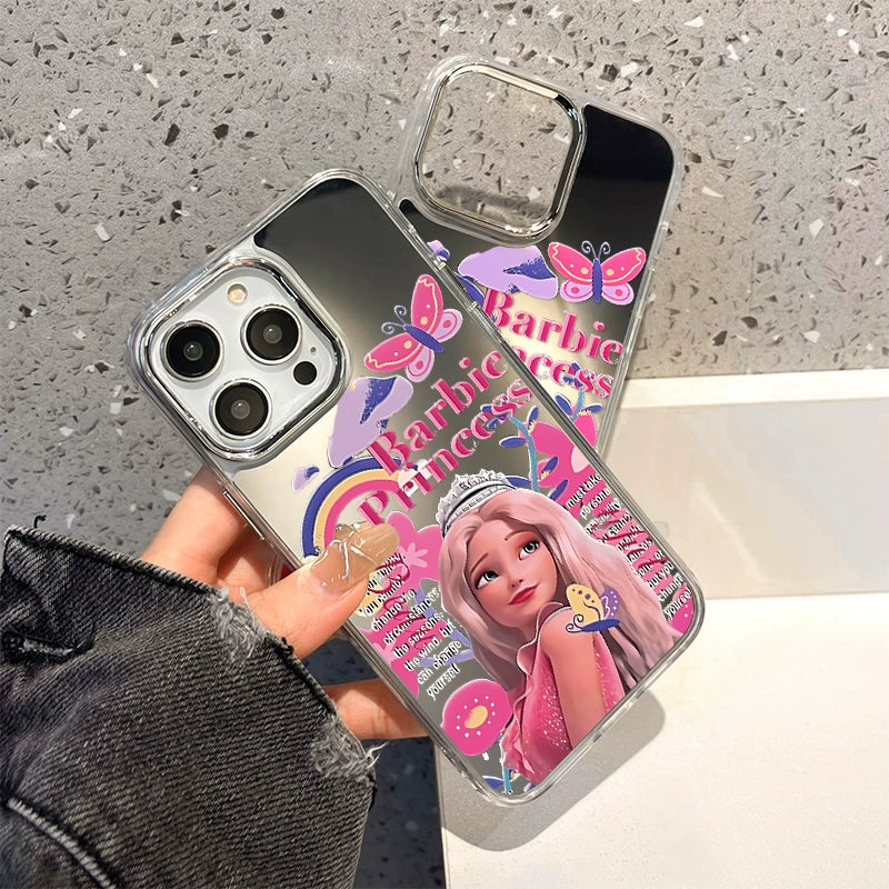 Pink Barbie Princess for Iphone14promax Phone Case Apple 14pro Mirror Protective Cover 13 All-Inclusive Drop-Resistant 12 Fancy 11 Cartoon Niche plus