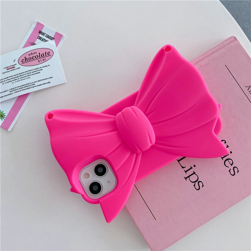 IG Sexy Style Barbie Pink Bow for Apple 14 Phone Case 13promax Iphone11 Silicone Case Iphone12promax Japanese and Korean 14pro Creative Drop-Resistant