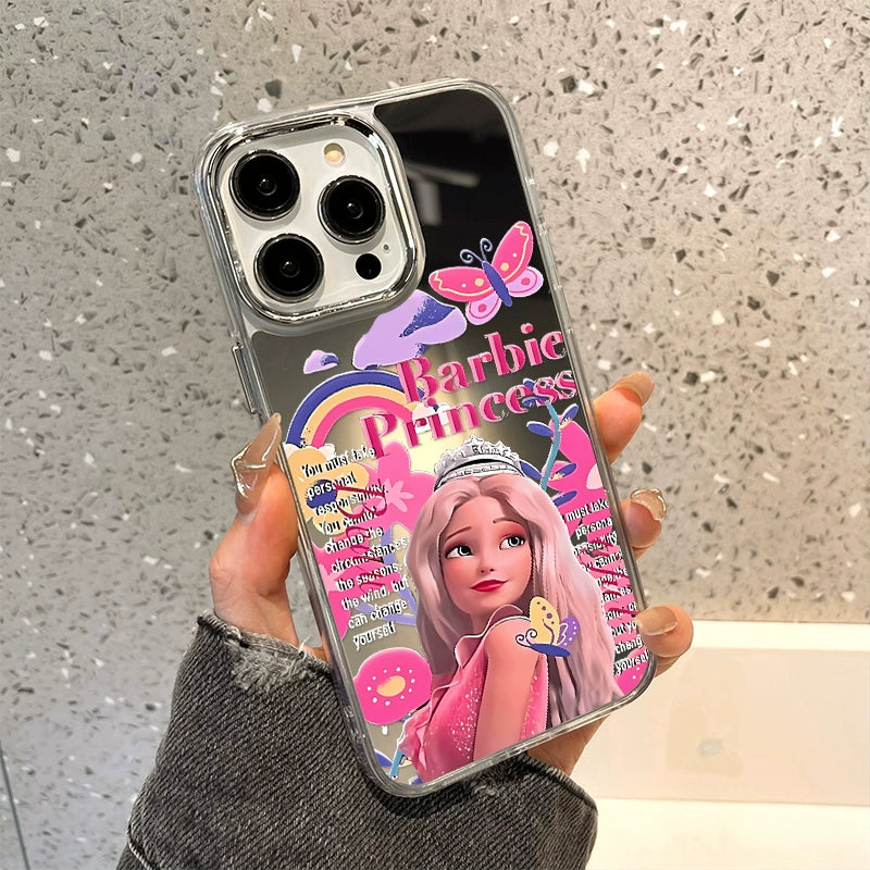 Pink Barbie Princess for Iphone14promax Phone Case Apple 14pro Mirror Protective Cover 13 All-Inclusive Drop-Resistant 12 Fancy 11 Cartoon Niche plus