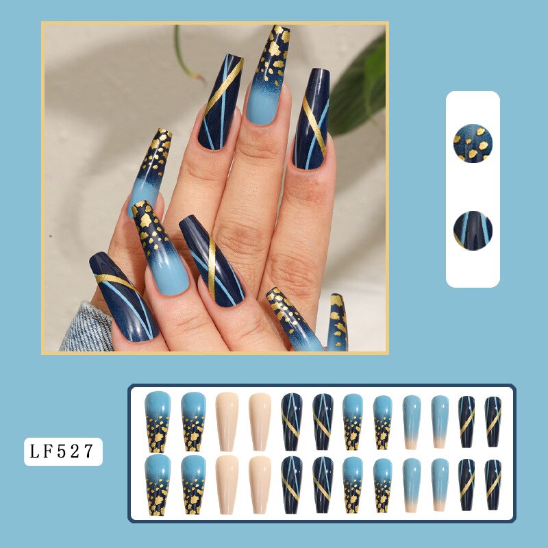 24Pcs/Box Sweet Long Round/Square Head False Nail Art Full Cover Detachable Artificial Y2k Fake Nails Ballerina Press on Nails