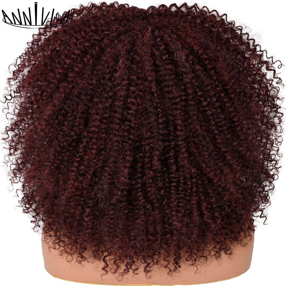 Short Hair Afro Kinky Curly Wigs With Bangs For Black Women Fluffy Synthetic African Ombre Glueless Brown Blonde Cosplay Wigs