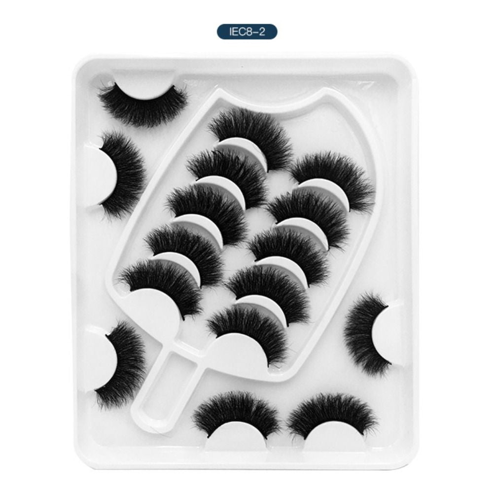 8 Pairs 3D Mink False Eyelashes Mixed Style 100% Mink Hair Wispies Criss-cross Fluffy Eyelashes Volume Handmade Cruelty-free