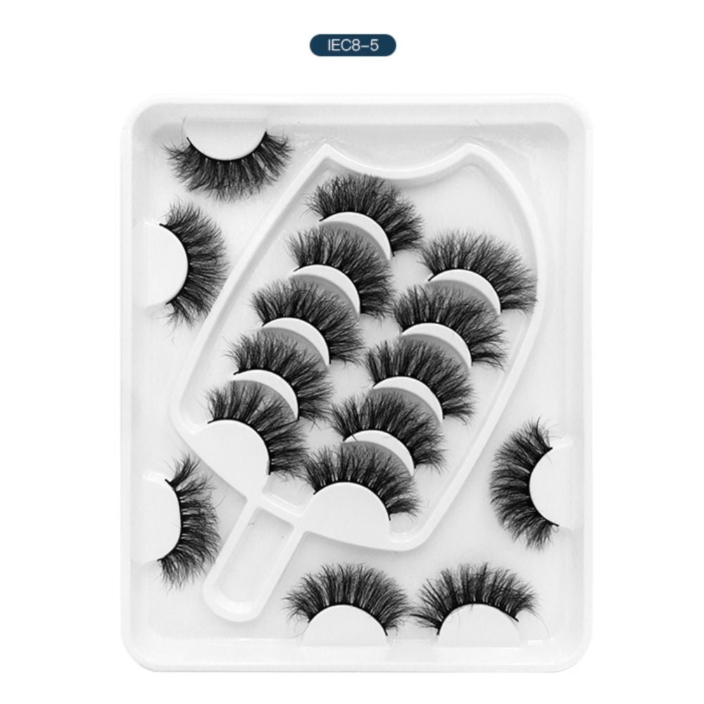 8 Pairs 3D Mink False Eyelashes Mixed Style 100% Mink Hair Wispies Criss-cross Fluffy Eyelashes Volume Handmade Cruelty-free