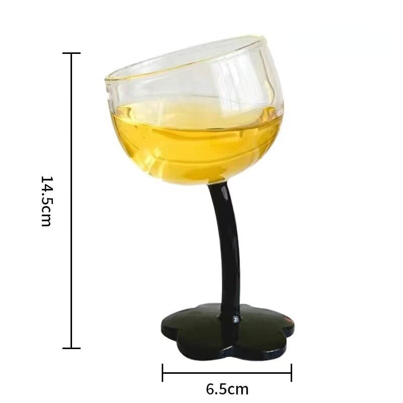 Flower Champagne Glass Slanting Flower Glass Goblet Transparent Vertical Vintage French Wine Glass Gift