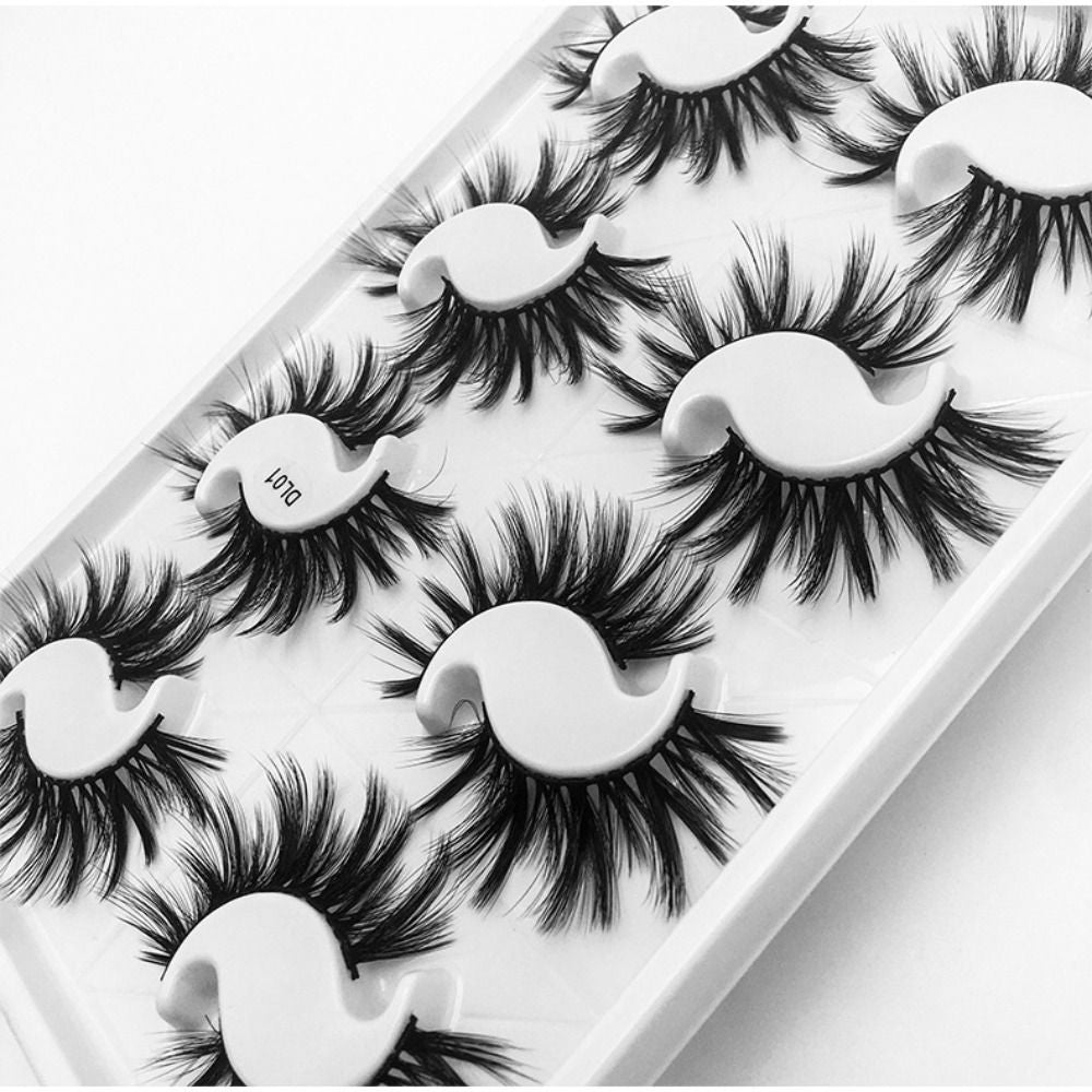 8 Pairs 3D Mink False Eyelashes Mixed Style 100% Mink Hair Wispies Criss-cross Fluffy Eyelashes Volume Handmade Cruelty-free