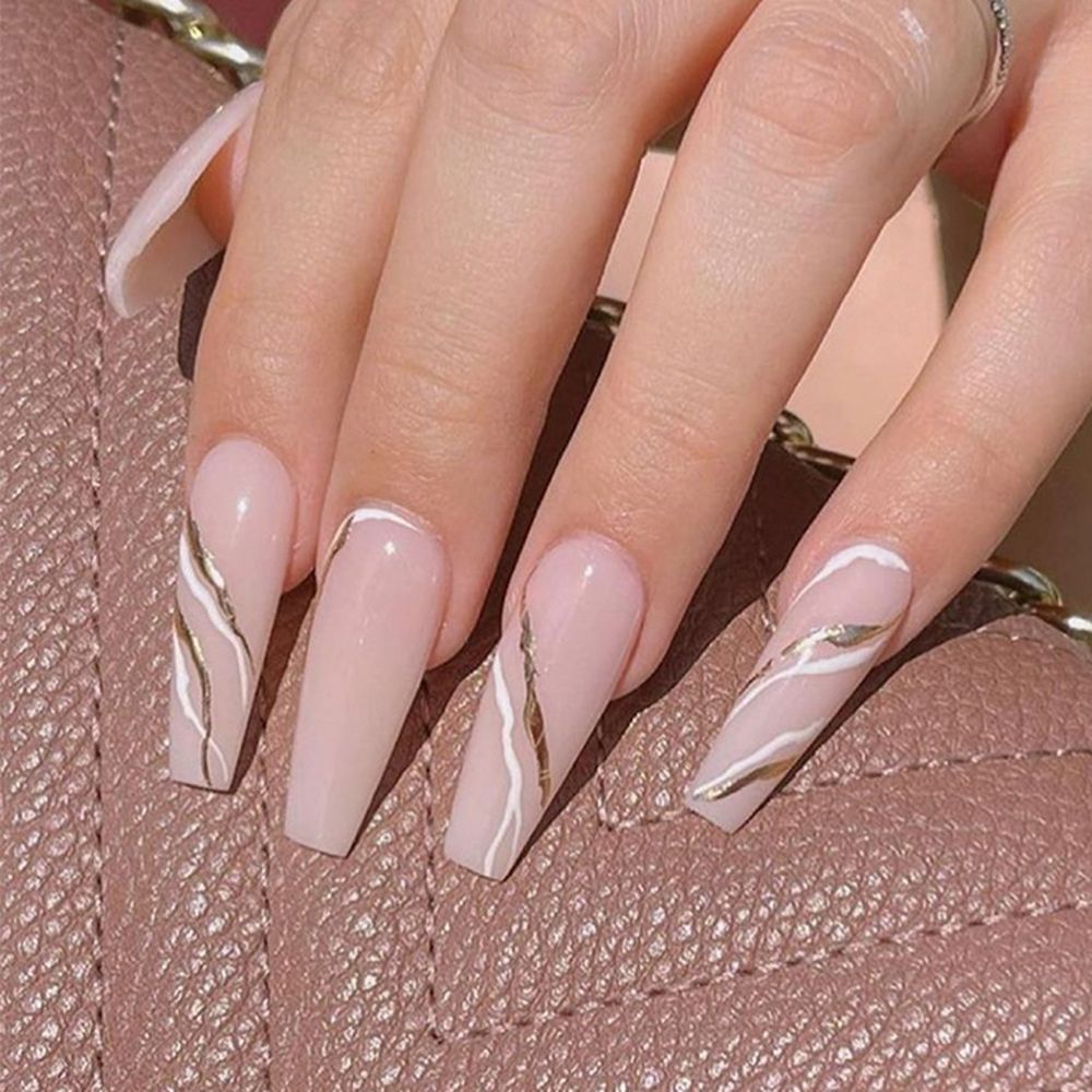 Purple Pink Ombre Rhinestone Fake Nails Coffin Ballerina Ladies Fingernails Natural Long French Gradient Press On False Nails