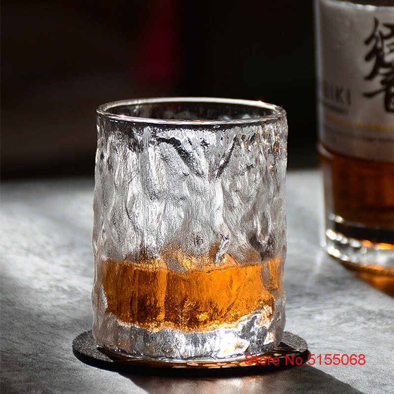 Japanese EDO First Snow Old Fashioned Glass Whiskey Cup Wood Box Whisky Thick Crystal Hammer Heavy Wine Tumbler Beer Mug