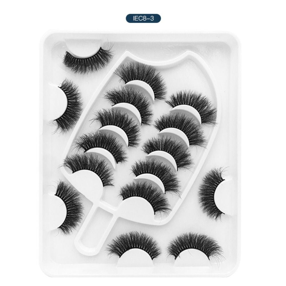 8 Pairs 3D Mink False Eyelashes Mixed Style 100% Mink Hair Wispies Criss-cross Fluffy Eyelashes Volume Handmade Cruelty-free