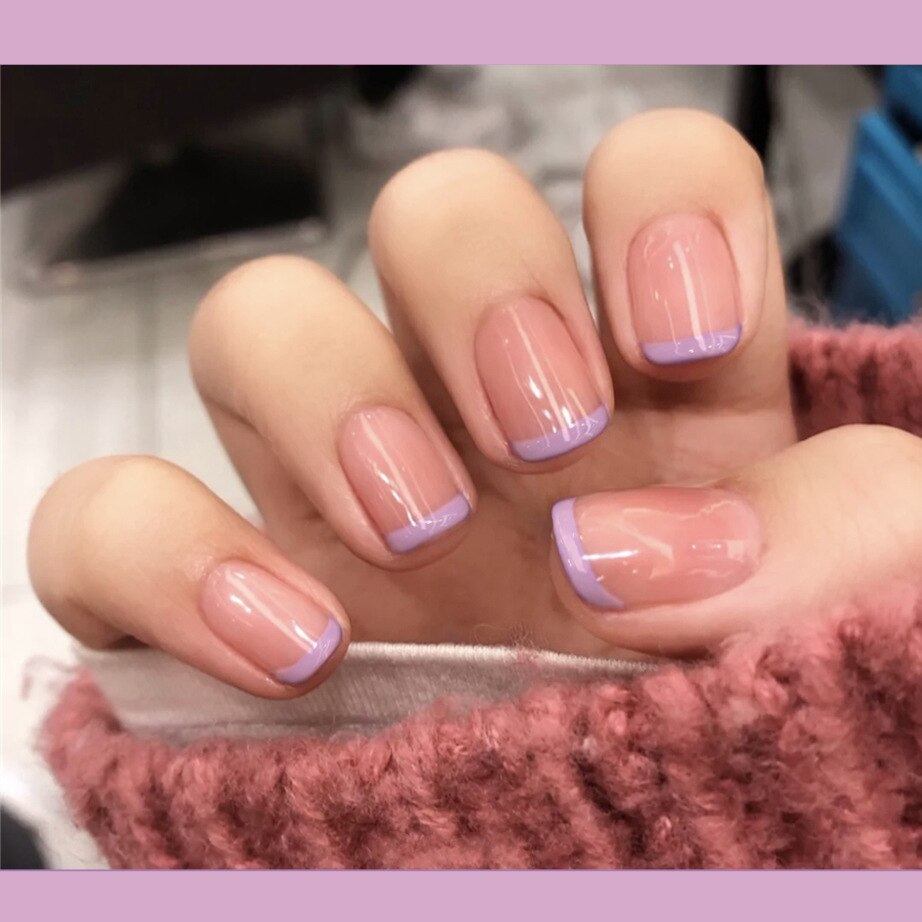 24PCS Khaki Nude Press On False Nails Tips Long Ballerina Pure Color Acrylic Fake Nails Coffin Full Cover Nail With Glue Designs