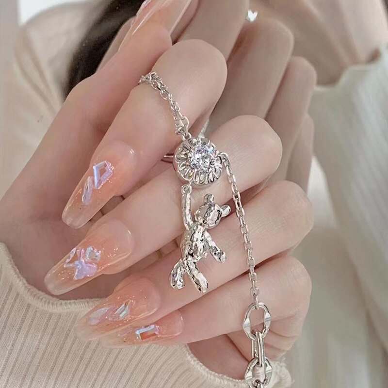 Fake Nails Sets Press on Ballet False Nails with Flower Designs Removable Acrylic Artificial Nails Glitter Nails Art Long Tips