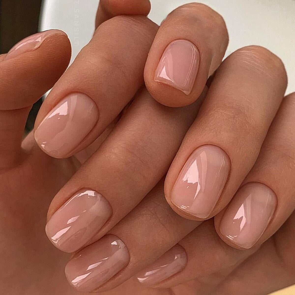 24pcs Long gradient nude false nail with glue simple artifical press on nails acrylic nails natural stick on nails set