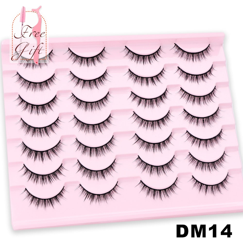 5/10/14Pairs Natural False Eyelashes Dramatic 3D Mink Lashes HandMade Fake Eyelash Extension Reusable Makeup Tool