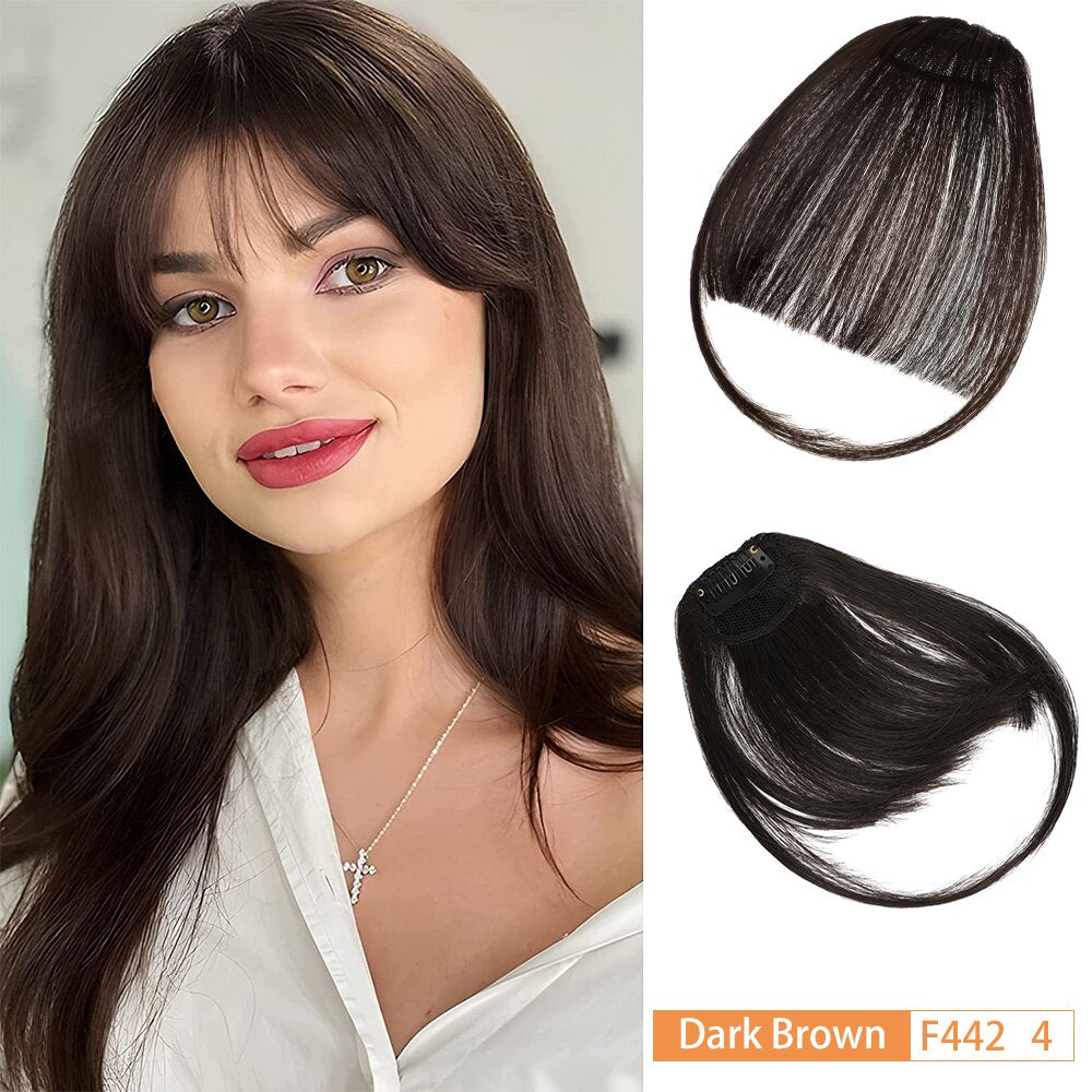 False Bangs Synthetic Hair Extension Fake Fringe Natural hair clip on bangs Light Brown wigs